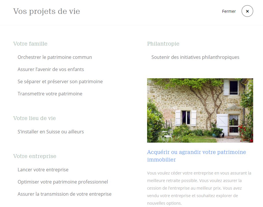 Site Piguet Galland - Projets de vie